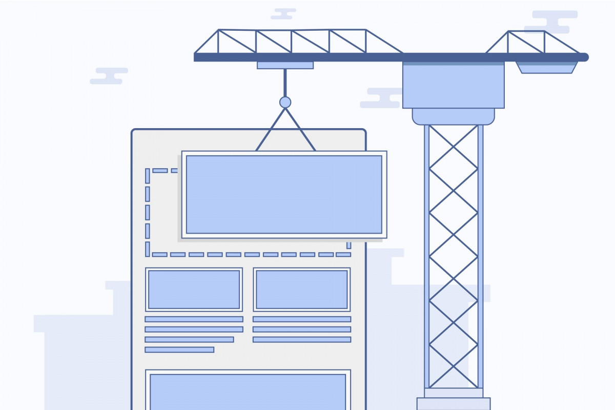 Cartoon crane illustrating building a website