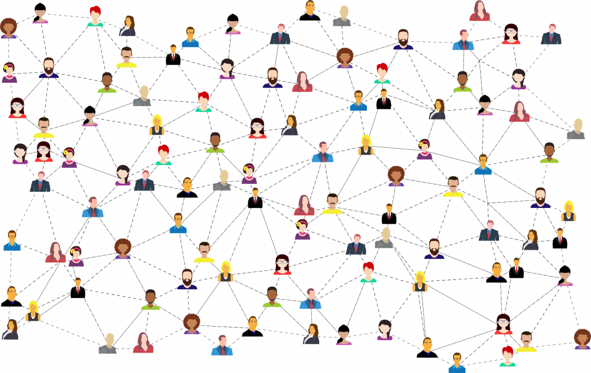 Cartoon people linked by connections, just as they would be on social media